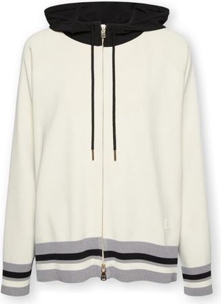 Elena Miro Hooded vest met ritssluiting van viscosemix - Dames - Vesten - Wit - 2XL - Polyester - Truien & Vesten