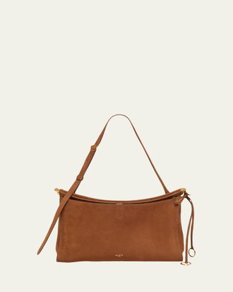 Alaia Le Click Large East-West Suede Shoulder Bag