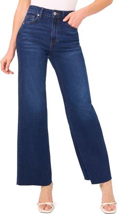 CeCe by Cynthia Steffe Raw Hem High Waist Wide Leg Jeans in Riviera Wash at Nordstrom, Size 12
