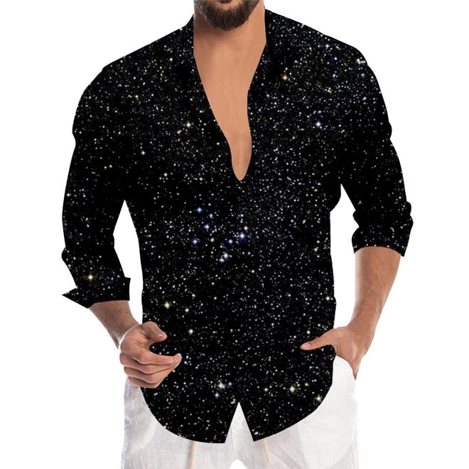 Mens Sequin Shirt Long Sleeve Glitter SparkIe Shirt for Carnival Festival Party Nightclub Fancy Dress Shiny Disco Costume Tops Button Down for Men Sta