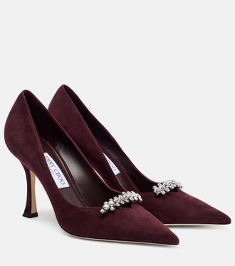 Jimmy Choo London Belinda 90 crystal-embellished suede pumps