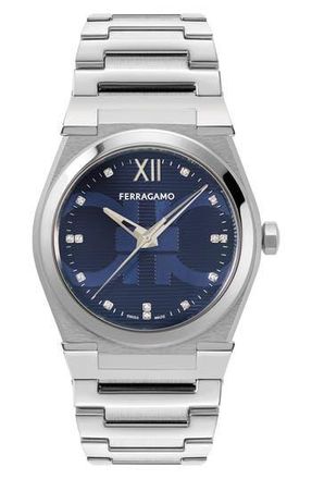 Ferragamo Vega Holiday Capsule Diamond Bracelet Watch, 40mm in Stainless Steel at Nordstrom Rack