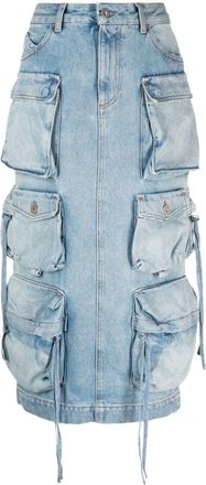 The Attico denim cargo skirt - women - Cotton/Cotton/Polyester - 25 - Blue