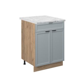 Vicco Mueble Bajo De Cocina Fame-line, Azul Claro-gris, 60 Cm Con Caj&oacute;n, Et M&aacute;rmol Vicco