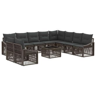 vidaXL Conjunto De Sof&aacute;s De Jard&iacute;n 11 Pcs Gris Rat&aacute;n Sint&eacute;tico Vidaxl
