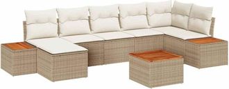 vidaXL Vidaxl - Conjunto De Sof&aacute; De Jard&iacute;n Con Coj&iacute;n 8 Pcs Beige Y Crema