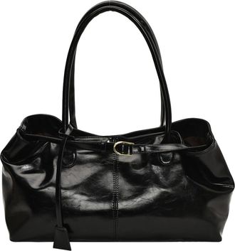 Generic PU Leather Hobo Handbag Slouchy Shoulder Bag Retro Top Handle Bag Fashion Work Bags for Women Work Shopping Travel (Black)