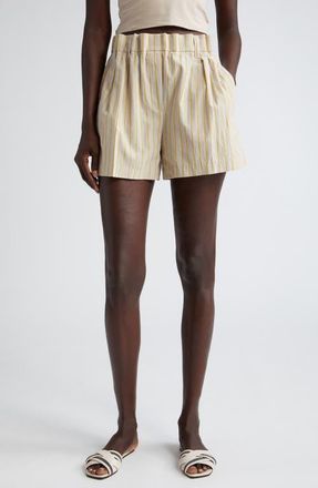 Brunello Cucinelli Stripe Cotton Blend Bermuda Shorts in C003 Beige/Yellow at Nordstrom, Size 10 Us