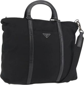 Prada Pre-owned Tote Bags, female, Black, Size: ONE SIZE Pre-owned Vintage Nylon Tote Bag