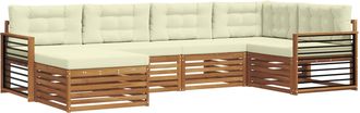 vidaXL Conjunto De Sof&aacute;s De Exterior 6 Uds. Natural Y Crema Vidaxl