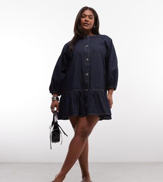 Collusion Plus - Vestito camicia lavaggio rinse wash-Blu navy