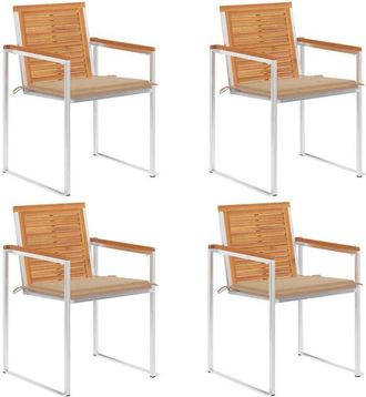 vidaXL Vidaxl - Sillas De Jard&iacute;n Y Cojines 4 Unidades Madera Maciza De Acacia