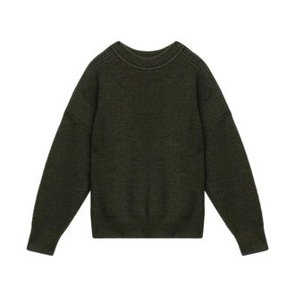 Isabel Marant Isabel Marant, Round-neck Knitwear, male, Green, Size: S Ribbed Merino Wool Sweater