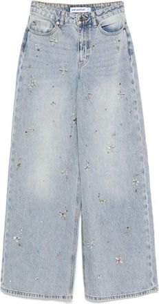 Self Portrait Jeans a gamba ampia con decorazione - Blu
