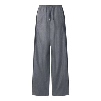 Lanvin Wollen broek met wijde pasvorm - Dames - Broeken - Grijs - Maat: XS Wol
