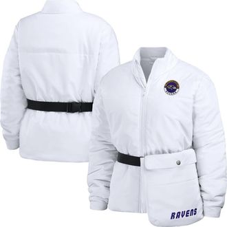 WEAR by Erin Andrews Womens WEAR by Erin Andrews White Baltimore Ravens Packaway Full-Zip Puffer Jacket at Nordstrom, Size Xx-Large