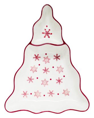 Euroceramica Winterfest Chip And Dip Tree Platter