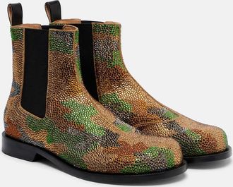 J.W.Anderson Camouflage embellished suede Chelsea boots