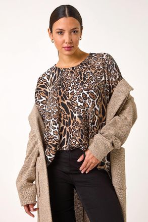 Roman Snit Animal Print Top