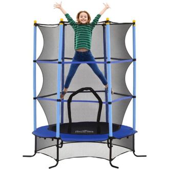 HOMCOM Homcom - Cama El&aacute;stica Infantil &Oslash;163 Cm Trampol&iacute;n Para Ni&ntilde;os De +3 A&ntilde;os Con Red De Seguridad Y Marco De Acero Carga 50 Kg Para Interior Y Exterior Neg