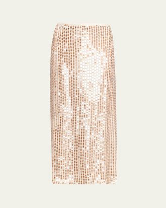 Zankov Sequined Silk Maxi Skirt