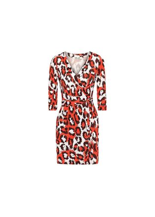Diane Von F&uuml;rstenberg Orange leopard print silk jersey Julian mini dress Size XS