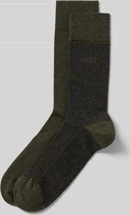 HUGO BOSS Str&uuml;mpfe aus Baumwoll-Mix im 2er-Pack in Oliv, Gr&ouml;&szlig;e 39-42