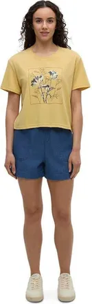 tentree Floral Crop T-Shirt in Dusk Yellow/Meteorite Black at Nordstrom, Size X-Large