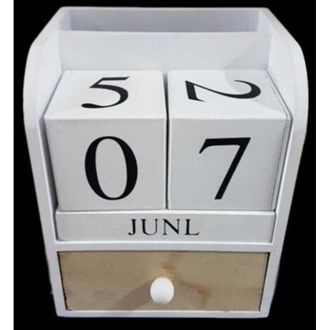 Trade Shop Trade Shop - Portapenne Oggetti Con Cassetto Datario Legno Country Chic Design Arredo