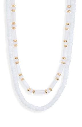 Nordstrom Rack Two-Row Beaded Necklace in White Multi- Gold at Nordstrom Rack