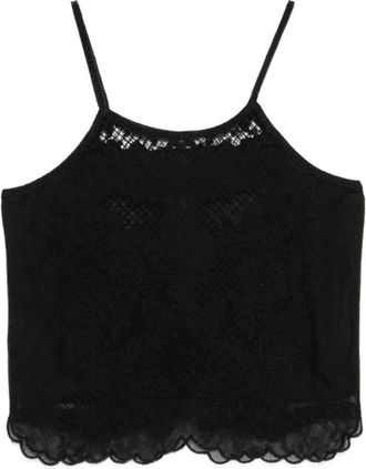 Twinset Tops, Dames, Zwart, L, Katoen, Camisole met kanten rand