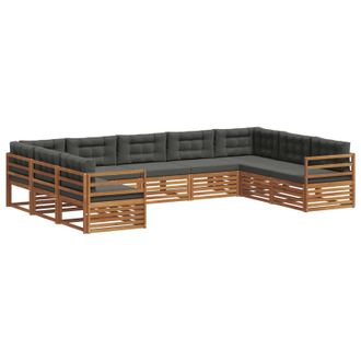 vidaXL Set Di Divani Da Esterno 9 Pz Naturale E Antracite Vidaxl