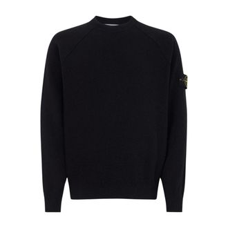 Stone Island Crewneck Sweatshirt met Kompas Badge - Heren - Truien - Zwart - Maat: 3XL Katoen
