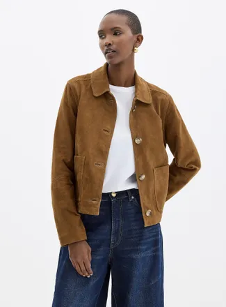 Contemporaine Womens Genuine suede buttoned jacket