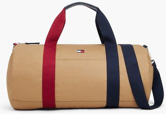 Tommy Hilfiger Mens Tommy Flag Colorblock Duffel Bag - Safari Canvas Colorblock