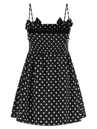 Ganni Polka-Dot Silk Dress - Black