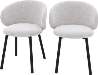 Rendez-Vous D&eacute;co Set De 2 Sillas De Bar En Tela Jaspeada Gris Claro Con Patas Negras - C&eacute;cilia