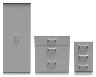 Welcome Furniture Denver Ready Assembled 3 Piece Bedroom Furniture Set - Grey & White - Welcome Furniture | TJ Hughes