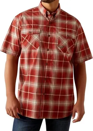 Ariat Rebar Made Tough Durastretch Work Shirt In Chili Oil