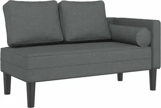 vidaXL Chaise Longue Con Cuscini Grigio Scuro In Tessuto - Vidaxl