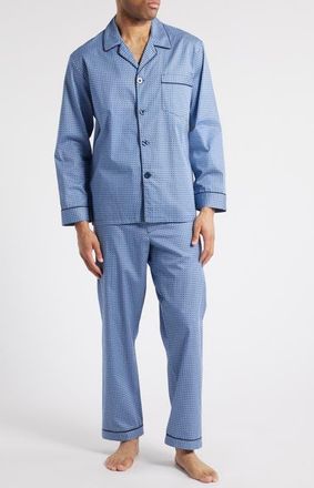 Majestic International Cotton Sateen Pajamas in Navy/Blue at Nordstrom, Size Xx-Large