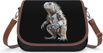 Generic Robot Iguana Crossbody Bag Womens Handbag PU Message Bags Shoulder Purse with Adjustable Strap