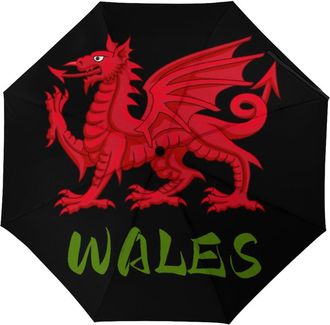 Generic Wales Welsh Dragon Travel Umbrella Windproof Automatic Umbrellas 3 Folding Compact Umbrellas for Rain And Sun