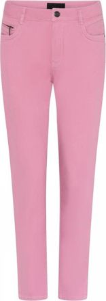 C.Ro Rose Broek met Rits Detail - Dames - Slim Fit Broeken - Roze - 4XL - Katoen - Broeken