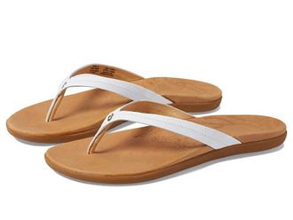 Olukai Honu Womens Shoes Bright White/Golden Sand : 7 B - Medium, Leather