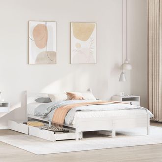 Berkfield Home Bed Frame without Mattress White 120x200 cm Solid Wood Pine | Size: Small Double