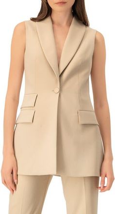 Ivonne Long Tailored Vest in Beige at Nordstrom, Size 6