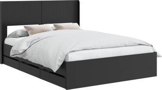 vidaXL Estructura De Cama Con Almacenamiento Y Cabecero Negro Vidaxl