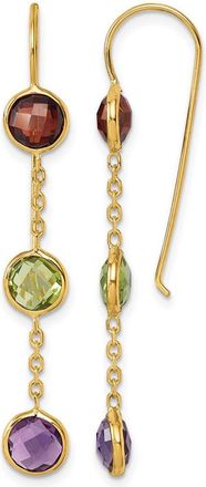 Diamond2Deal 14K Yellow Gold Garnet Peridot and Amethyst Shephard Dangle Earrings