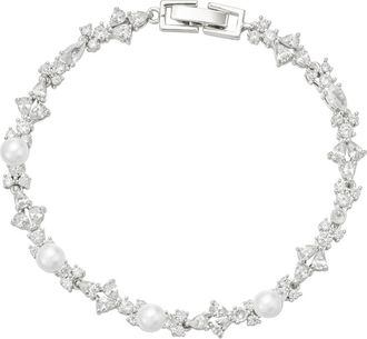 Untamed Petals Opulent Pearl and Crystal Bracelet in Silver at Nordstrom
